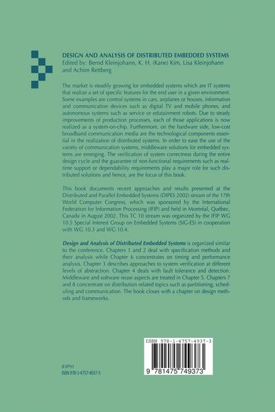 Produktbild: Design and Analysis of Distributed Embedded Systems
