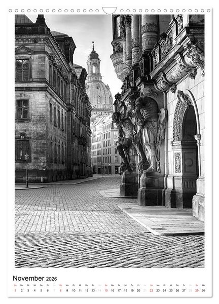 Produktbild: Dresden Traumstadt in Schwarz-Wei&szlig; (Wandkalender 2026 DIN A3 hoch), CALVENDO Monatskalender