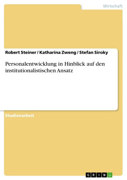 Produktbild: Personalentwicklung in Hinblick auf den institutionalistischen Ansatz