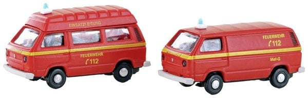 Minis by Lemke LC4342 N PKW Modell Volkswagen T3 2er Set Feuerwehr