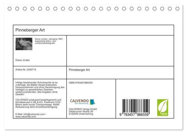 Produktbild: Pinneberger Art (Tischkalender 2026 DIN A5 quer), CALVENDO Monatskalender