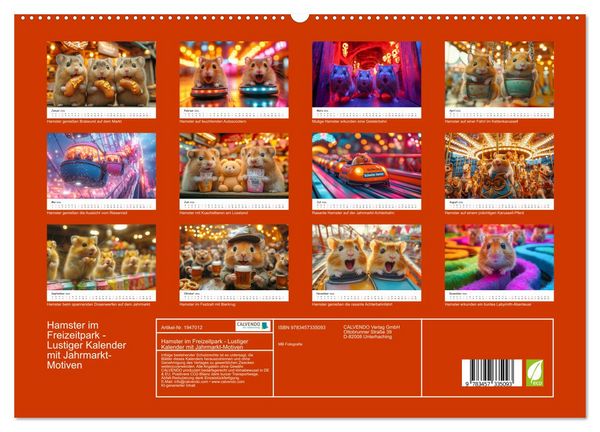 Produktbild: Hamster im Freizeitpark - Lustiger Kalender mit Jahrmarkt-Motiven (hochwertiger Premium Wandkalender 2026 DIN A2 quer), Kunstdruck in Hochglanz