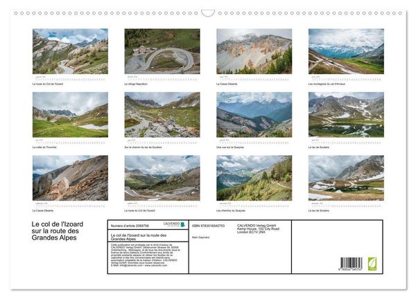 Produktbild: Le col de l'Izoard sur la route des Grandes Alpes (Calendrier mural 2026 DIN A2 vertical), CALVENDO calendrier mensuel
