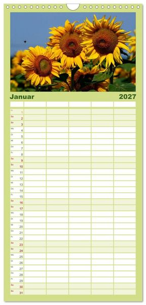 Produktbild: Familienplaner 2027 - Sonnenblumen mit 5 Spalten (Wandkalender, 21 x 45 cm) CALVENDO