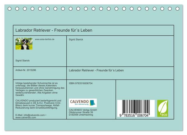 Produktbild: Labrador Retriever - Freunde f&uuml;r&acute;s Leben (Tischkalender 2026 DIN A5 quer), CALVENDO Monatskalender