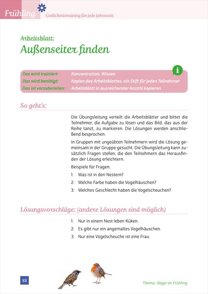 Produktbild: Ged&auml;chtnistraining Senioren - Ged&auml;chtnistraining f&uuml;r jede Jahreszeit: Fr&uuml;hling. Spielerisches Ged&auml;chtnistraining f&uuml;r Senioren. Auch mit Demenz.