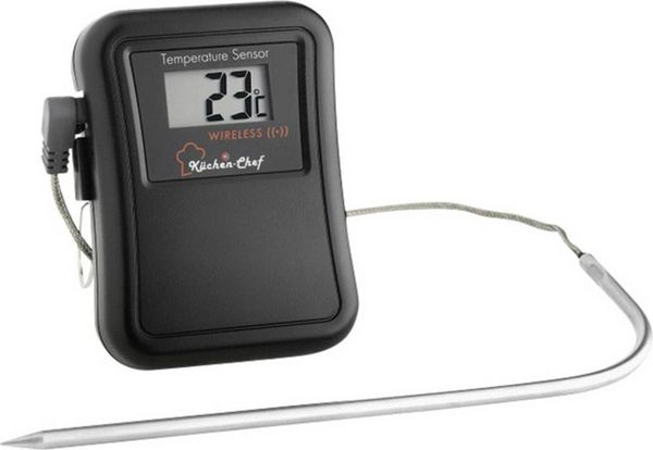 Produktbild: TFA Dostmann 14.1504 Grill-Thermometer Kabelsensor, Alarm, mit Timer, &Uuml;berwachung der Kerntemperatur Niedergaren, Schwein, Rind