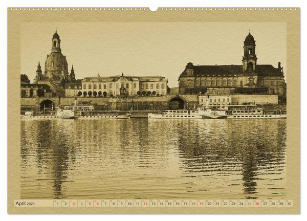 Produktbild: Dresden - Ein Kalender im Zeitungsstil (hochwertiger Premium Wandkalender 2026 DIN A2 quer), Kunstdruck in Hochglanz