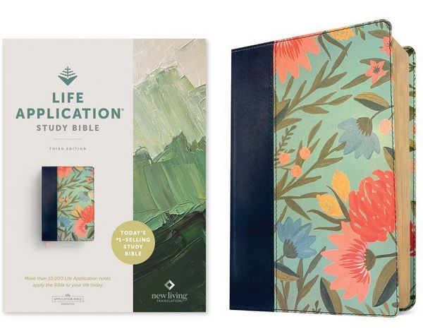 Produktbild: NLT Life Application Study Bible, Third Edition (Leatherlike, Teal Floral, Red Letter)