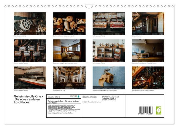 Produktbild: Geheimnisvolle Orte - Die etwas anderen Lost Places (Wandkalender 2026 DIN A3 quer), CALVENDO Monatskalender