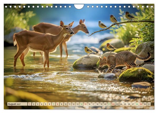 Produktbild: Farbenfrohe Singv&ouml;gel beim Baden (Wandkalender 2027 DIN A4 quer), CALVENDO Monatskalender