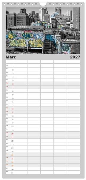 Produktbild: Familienplaner 2027 - New York &ndash; The Big Apple mit 5 Spalten (Wandkalender, 21 x 45 cm) CALVENDO
