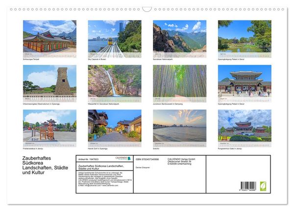 Produktbild: Zauberhaftes S&uuml;dkorea Landschaften, St&auml;dte und Kultur (Wandkalender 2026 DIN A2 quer), CALVENDO Monatskalender