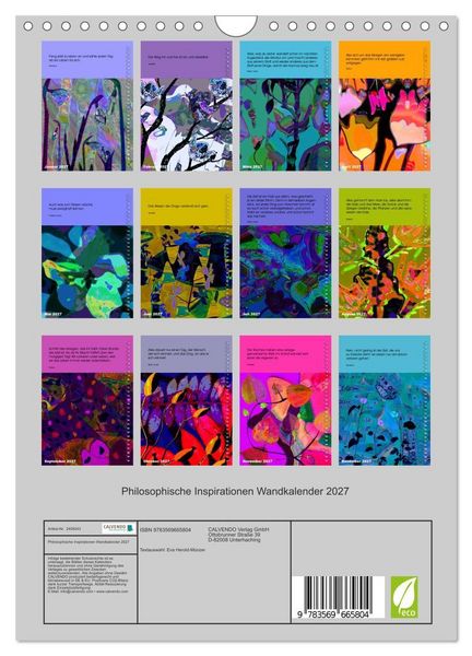Produktbild: Philosophische Inspirationen Wandkalender 2027 (Wandkalender 2027 DIN A4 hoch), CALVENDO Monatskalender