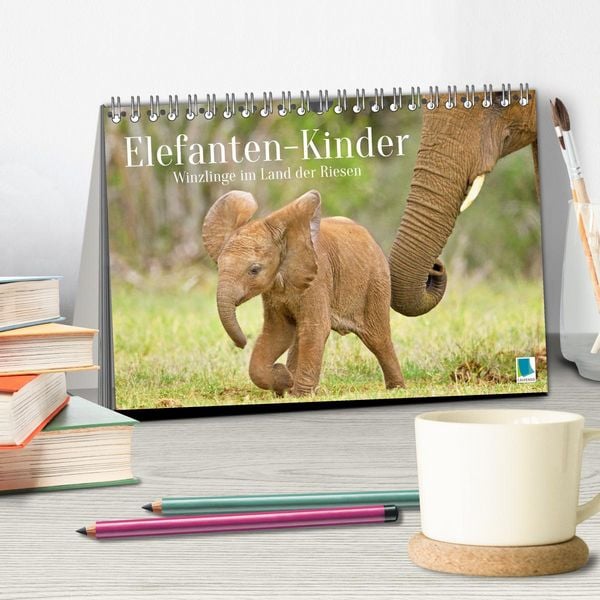 Produktbild: Elefantenkinder: Winzlinge im Land der Riesen (Tischkalender 2026 DIN A5 quer), CALVENDO Monatskalender