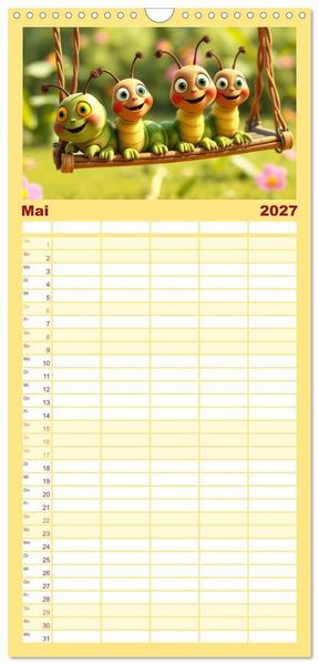 Produktbild: Familienplaner 2027 - Raupen-Rabatz - Ein Jahr voller Krabbelspa&szlig; mit 5 Spalten (Wandkalender, 21 x 45 cm) CALVENDO
