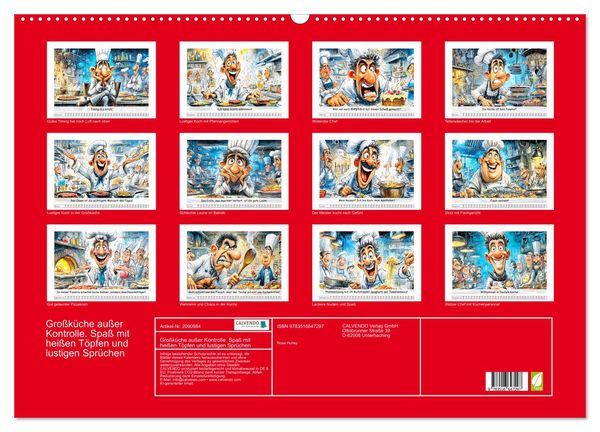 Produktbild: Gro&szlig;k&uuml;che au&szlig;er Kontrolle. Spa&szlig; mit hei&szlig;en T&ouml;pfen und lustigen Spr&uuml;chen (Wandkalender 2026 DIN A2 quer), CALVENDO Monatskalender