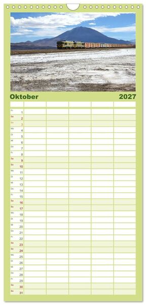 Produktbild: Familienplaner 2027 - Bolivien - Die geheime Perle S&uuml;damerikas mit 5 Spalten (Wandkalender, 21 x 45 cm) CALVENDO