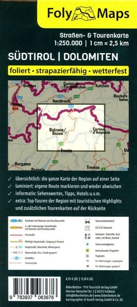 Produktbild: FolyMaps S&uuml;dtirol Dolomiten 1:250 000