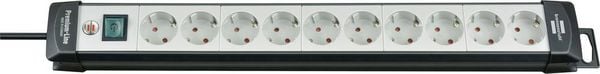 Produktbild: Brennenstuhl 1951500100 Steckdosenleiste mit Schalter 10fach Schwarz, Lichtgrau Schutzkontakt 1 St.