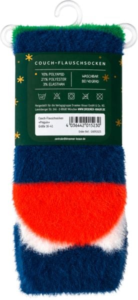 Produktbild: Weihnachtswunderland, Couch-Flauschsocken, Pinguin, Gr&ouml;&szlig;e 36-41