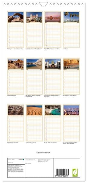Produktbild: Familienplaner 2026 - Kalifornien USA mit 5 Spalten (Wandkalender, 21 x 45 cm) CALVENDO
