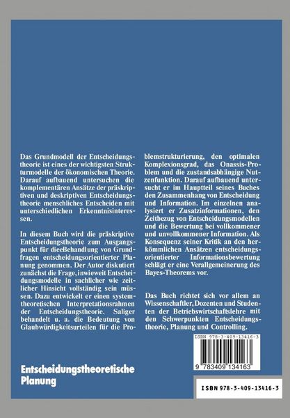 Produktbild: Entscheidungstheoretische Planung