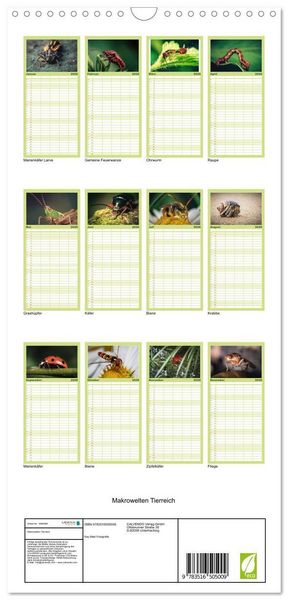 Produktbild: Familienplaner 2026 - Makrowelten Tierreich mit 5 Spalten (Wandkalender, 21 x 45 cm) CALVENDO