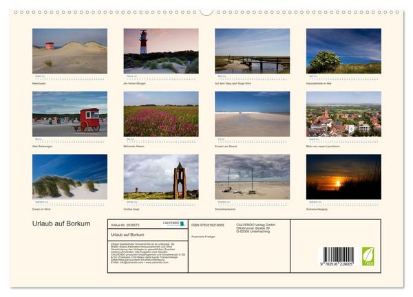 Produktbild: Urlaub auf Borkum (hochwertiger Premium Wandkalender 2026 DIN A2 quer), Kunstdruck in Hochglanz