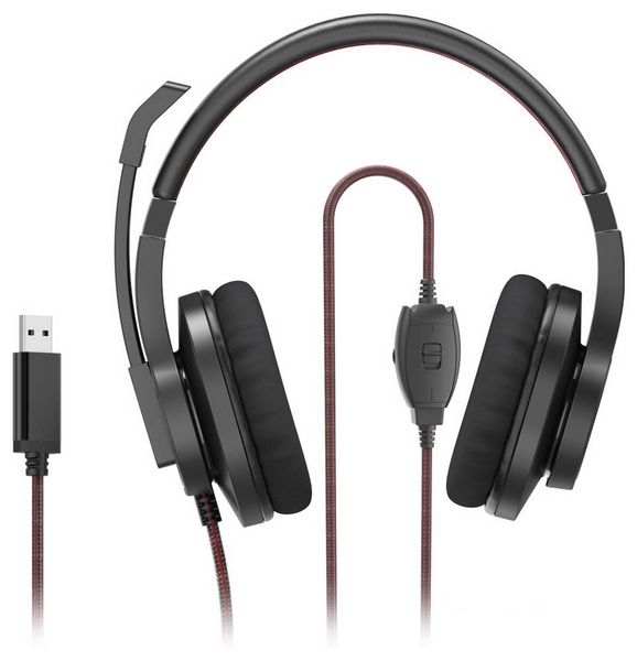 Produktbild: Hama PC-Office-Headset \"HS-USB400 V2\", Stereo, Schwarz On Ear Headset Schwarz, Rot