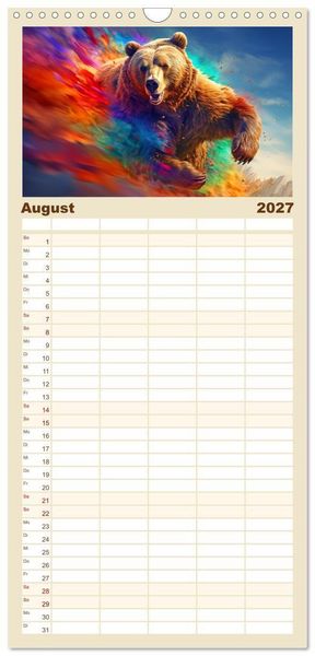 Produktbild: Familienplaner 2027 - Farbsplash in der Tierwelt mit 5 Spalten (Wandkalender, 21 x 45 cm) CALVENDO