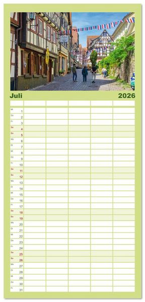 Produktbild: Familienplaner 2026 - Bad Wimpfen - Kurstadt am Neckar mit 5 Spalten (Wandkalender, 21 x 45 cm) CALVENDO