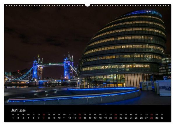 Produktbild: London - Nachts an der Themse (Wandkalender 2026 DIN A2 quer), CALVENDO Monatskalender