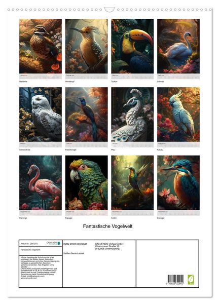 Produktbild: Fantastische Vogelwelt (Wandkalender 2026 DIN A2 hoch), CALVENDO Monatskalender