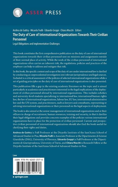 Produktbild: The Duty of Care of International Organizations Towards Their Civilian Personnel