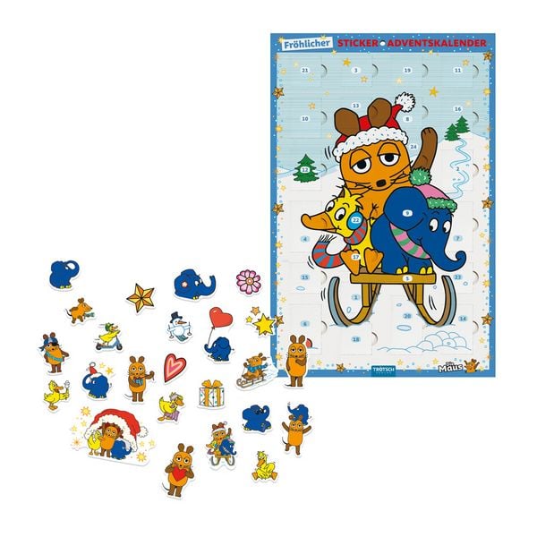 Produktbild: TR&Ouml;TSCH - Sticker-Adventskalender "Die Maus " | Weihnachtskalender mit 24 niedlichen Soft-Stickernr Adventskalender | Ab 3 Jahren