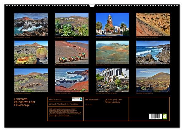 Produktbild: Lanzarote. Wunderwelt der Feuerberge (Wandkalender 2026 DIN A2 quer), CALVENDO Monatskalender