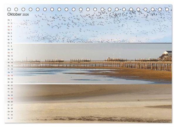 Produktbild: K&uuml;stenstreifen an der Nordsee (Tischkalender 2026 DIN A5 quer), CALVENDO Monatskalender