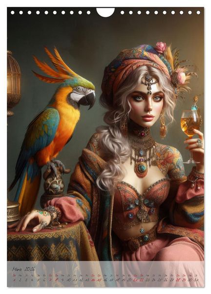 Produktbild: Eleganz der Exotik - Femme Fatale im Boh&egrave;me-Chic mit tierischen Begleitern (Wandkalender 2026 DIN A4 hoch), CALVENDO Monatskalender