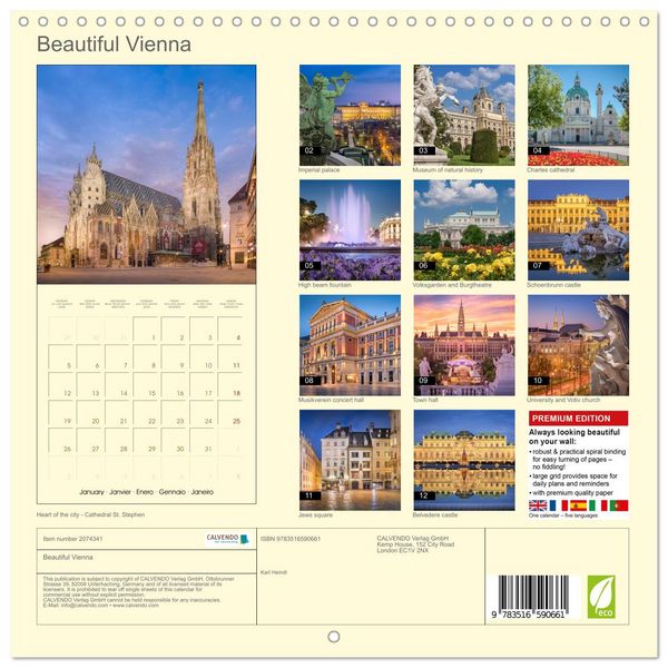 Produktbild: Beautiful Vienna (Wall Calendar 2026 12 &times; 12 Inch) CALVENDO 12 Month Wall Calendar