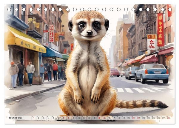 Produktbild: Suricates &agrave; New York (Calendrier de bureau 2026 DIN A5 vertical), CALVENDO calendrier mensuel