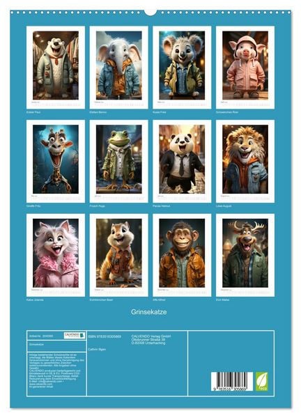 Produktbild: Grinsekatze (hochwertiger Premium Wandkalender 2026 DIN A2 hoch), Kunstdruck in Hochglanz