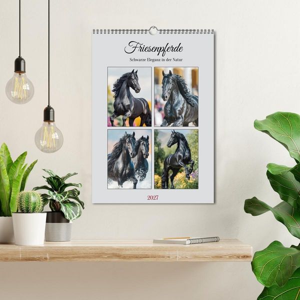 Produktbild: Friesenpferde. Schwarze Eleganz in der Natur (Wandkalender 2027 DIN A3 hoch), CALVENDO Monatskalender