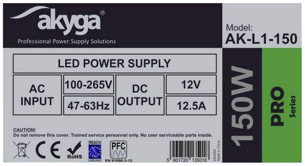 Produktbild: Akyga AK-L1-150 Industrienetzteil 15 V/DC 12.5A 150W