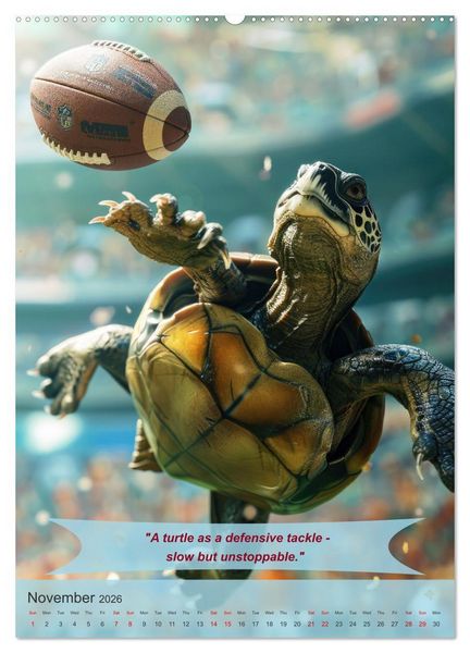 Produktbild: American football with funny animals (Wall Calendar 2026 DIN A2 portrait), CALVENDO 12 Month Wall Calendar