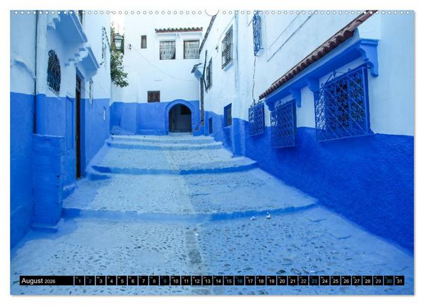Produktbild: Chefchaouen - Sinfonie in Blau und Wei&szlig; (Wandkalender 2026 DIN A2 quer), CALVENDO Monatskalender