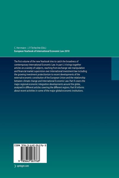 Produktbild: European Yearbook of International Economic Law 2010