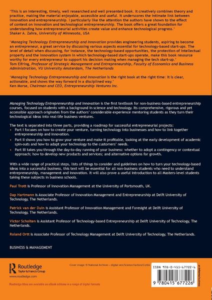 Produktbild: Managing Technology Entrepreneurship and Innovation