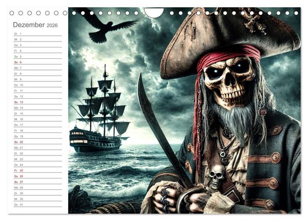 Produktbild: KI Piraten - Abenteuer der Seer&auml;uber auf hoher See (Wandkalender 2026 DIN A4 quer), CALVENDO Monatskalender