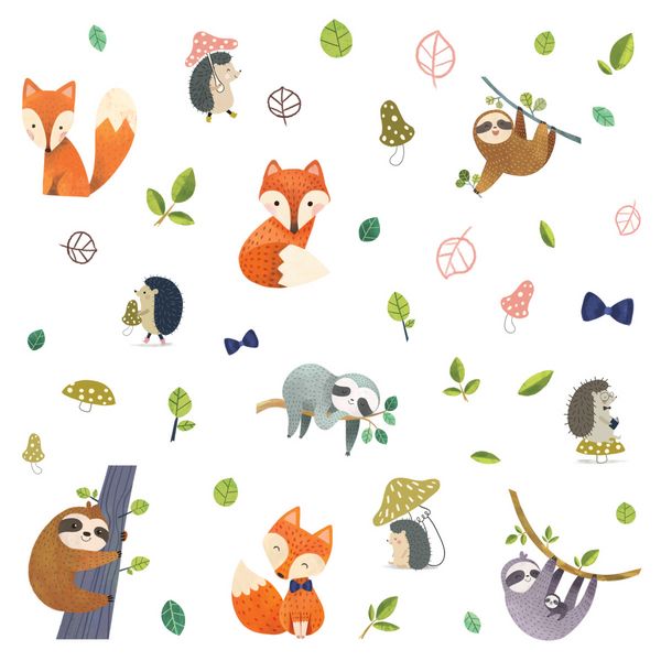 Produktbild: Wandtattoos Tierfreunde im Wald 22,9x44,1cm
